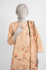 EMBROIDERED PRINTED LAWN STITCHED 3 PIECE
