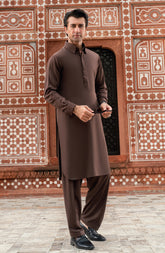 CHOCOLATE BROWN BLENDED KAMEEZ SHALWAR