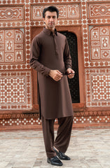 CHOCOLATE BROWN BLENDED KAMEEZ SHALWAR
