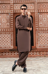 CHOCOLATE BROWN BLENDED KAMEEZ SHALWAR