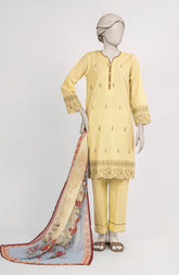 EMBROIDERED CAMBRIC STITCHED 3 PIECE