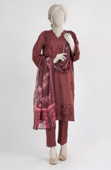 EMBROIDERED CAMBRIC STITCHED 3 PIECE