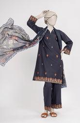 EMBROIDERED CAMBRIC STITCHED 3 PIECE
