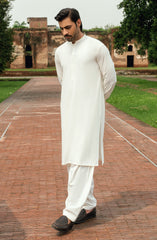 CREAM BLENDED EMBROIDERED KAMEEZ SHALWAR
