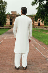 CREAM BLENDED EMBROIDERED KAMEEZ SHALWAR