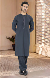 BOTTLE-GREEN BLENDED EMBROIDERED KAMEEZ SHALWAR