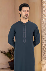 BOTTLE-GREEN BLENDED EMBROIDERED KAMEEZ SHALWAR
