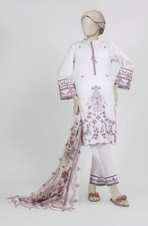 EMBROIDERED CAMBRIC STITCHED 3 PIECE