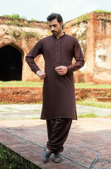 MAROON EMBROIDERED BLENDED KAMEEZ SHALWAR
