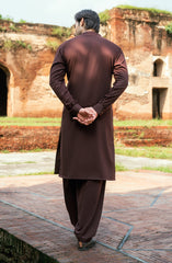 MAROON EMBROIDERED BLENDED KAMEEZ SHALWAR