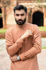 CAMEL BLENDED EMBROIDERED KAMEEZ SHALWAR