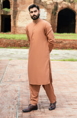 CAMEL BLENDED EMBROIDERED KAMEEZ SHALWAR