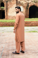 CAMEL BLENDED EMBROIDERED KAMEEZ SHALWAR