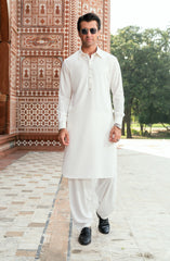 OFF-WHITE BLENDED KAMEEZ SHALWAR