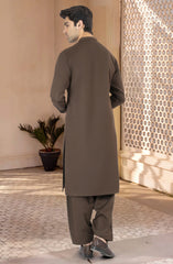 OLIVE EMBROIDERED BLENDED KAMEEZ SHALWAR