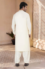 CREAM BLENDED EMBROIDERED KAMEEZ SHALWAR