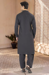 DARK-GREY EMBROIDERED BLENDED KAMEEZ SHALWAR