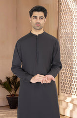 DARK-GREY EMBROIDERED BLENDED KAMEEZ SHALWAR