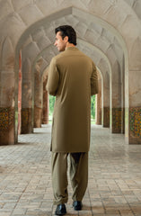 LIGHT-OLIVE EMBROIDERED BLENDED KAMEEZ SHALWAR