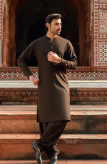 BROWN BLENDED KAMEEZ SHALWAR
