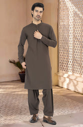 CHOCOLATE BROWN BLENDED KAMEEZ SHALWAR