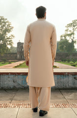 WHEATISH EMBROIDERED BLENDED KAMEEZ SHALWAR