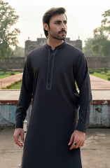 CHARCOAL BLENDED EMBROIDERED KAMEEZ SHALWAR