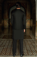 BLACK EMBROIDERED BLENDED WAISTCOAT