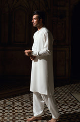 OFF WHITE BLENDED EMBROIDERED KAMEEZ SHALWAR