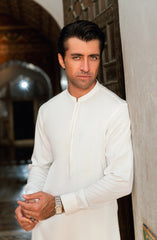 OFF WHITE BLENDED EMBROIDERED KAMEEZ SHALWAR