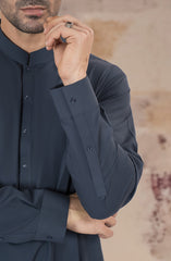 GREYISH-BLUE BLENDED KAMEEZ SHALWAR