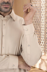 NATURAL BEIGE BLENDED KAMEEZ SHALWAR