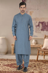 STONE-BLUE BLENDED KAMEEZ SHALWAR