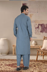 STONE-BLUE BLENDED KAMEEZ SHALWAR