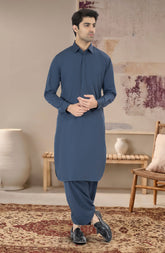 TEAL-BLUE BLENDED KAMEEZ SHALWAR