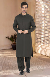 OLIVE-GREEN BLENDED KAMEEZ SHALWAR