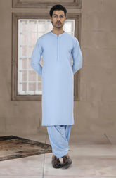 SKY-BLUE BLENDED KAMEEZ SHALWAR