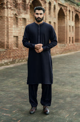 NAVY BLENDED EMBROIDERED KAMEEZ SHALWAR