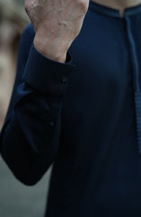 NAVY BLENDED EMBROIDERED KAMEEZ SHALWAR