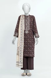 EMBROIDERED PRINTED CAMBRIC STITCHED 3 PIECE