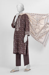 EMBROIDERED PRINTED CAMBRIC STITCHED 3 PIECE