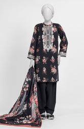 EMBROIDERED CAMBRIC STITCHED 3 PIECE