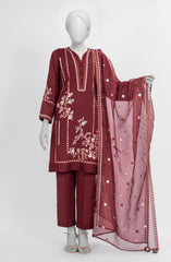 EMBROIDERED CAMBRIC STITCHED 3 PIECE