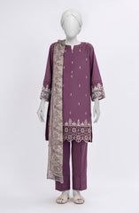 EMBROIDERED CAMBRIC STITCHED 3 PIECE