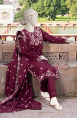 EMBROIDERED KHADDAR STITCHED 3 PIECE