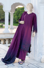 EMBROIDERED TWILL VISCOSE 3 PCS UNSTITCHED