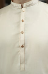 BEIGE EMBROIDERED BLENDE KAMEEZ SHALWAR