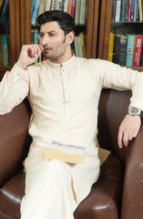 BEIGE EMBROIDERED BLENDE KAMEEZ SHALWAR