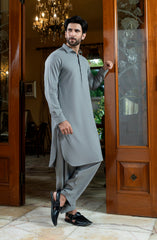 GREY BLENDED KAMEEZ SHALWAR LIGHT