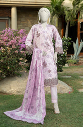 EMBROIDERED PRINTED LAWN STITCHED 3 PIECE